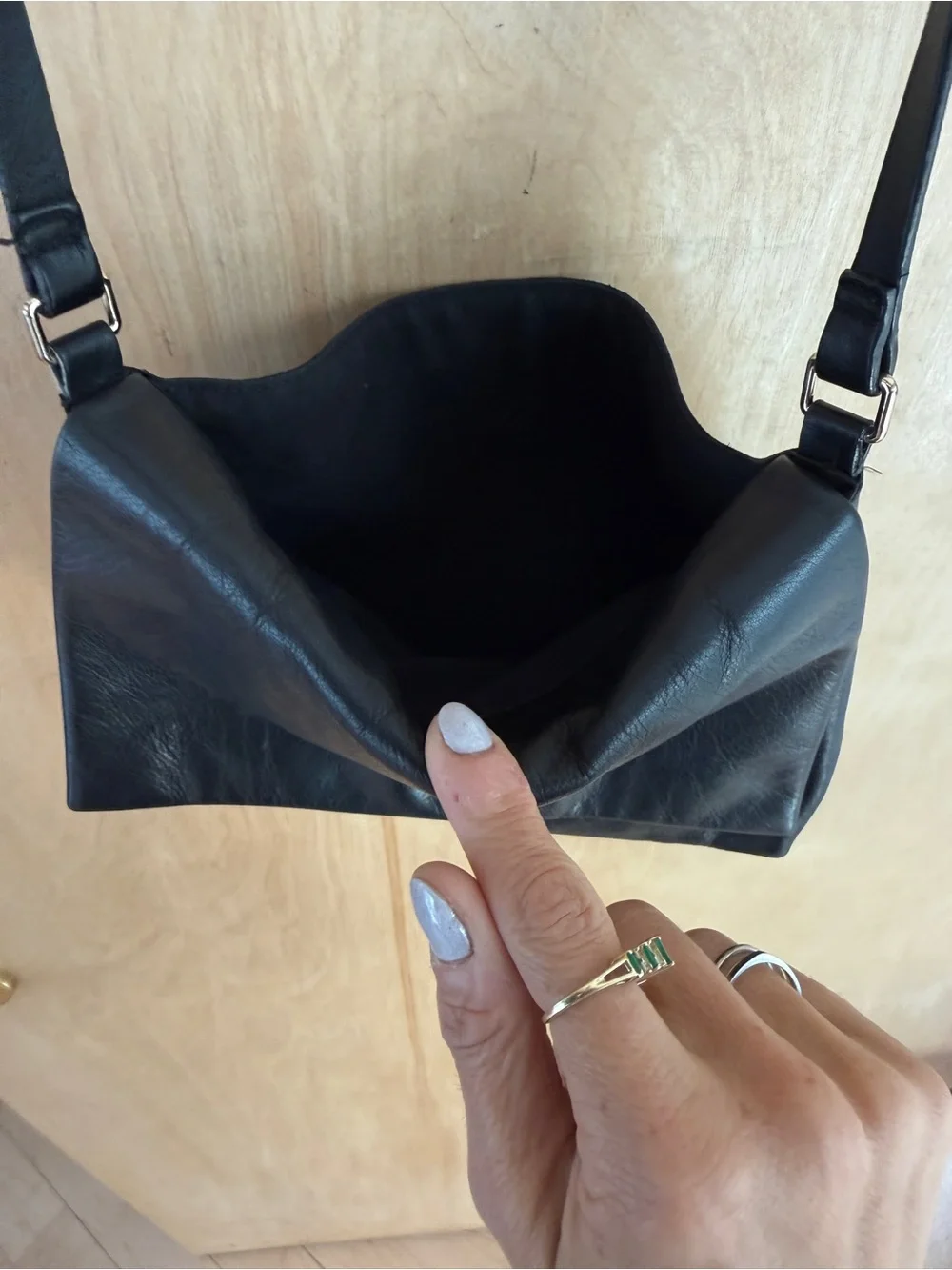 COS Black Supple Leather Minimalist Crossbody / Shoulder Bag